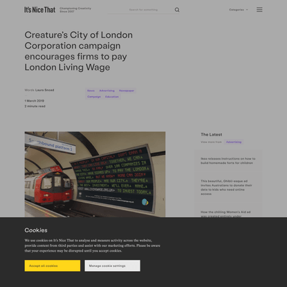 Creature’s City of London Corporation campaign encourages firms to pay London Living Wage