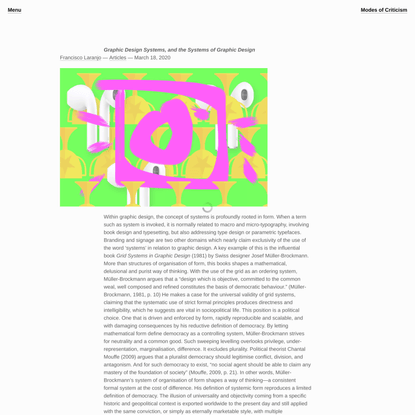 Graphic Design Systems, and the Systems of Graphic Design | Modes of Criticism