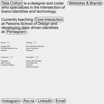 Talia Cotton, designer &amp; coder