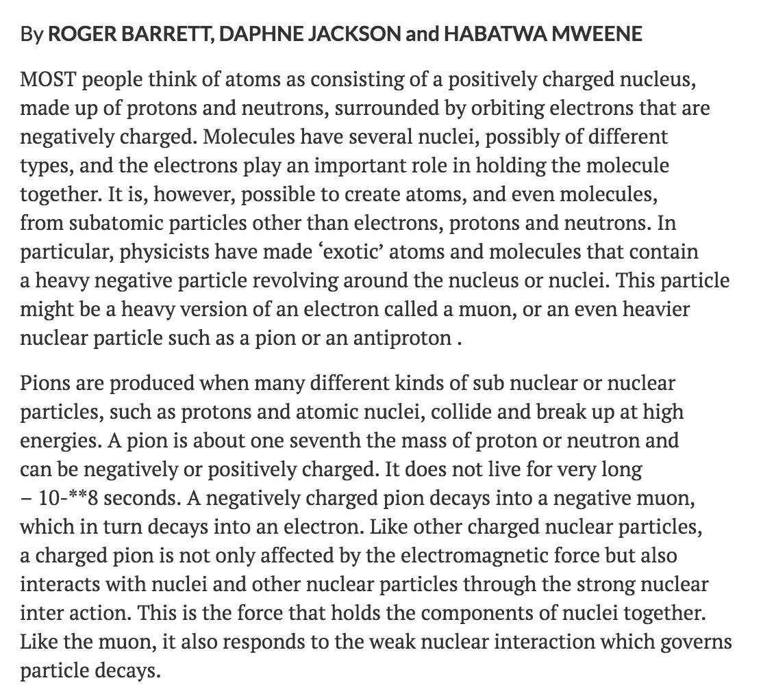 exotic atom; inter action
