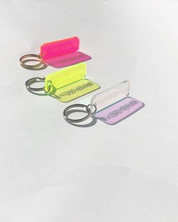 Key tags are available in a few more colors than shown, but these ones were doing something special for the camera