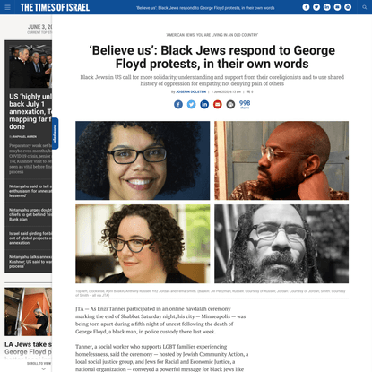 ‘Believe us’: Black Jews respond to George Floyd protests, in their own words
