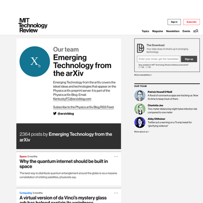Articles by Emerging Technology from the arXiv | MIT Technology Review