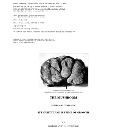 The Project Gutenberg eBook of The Mushroom Edible and Otherwise, by M. E. Hard.