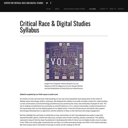 Critical Race &amp; Digital Studies Syllabus