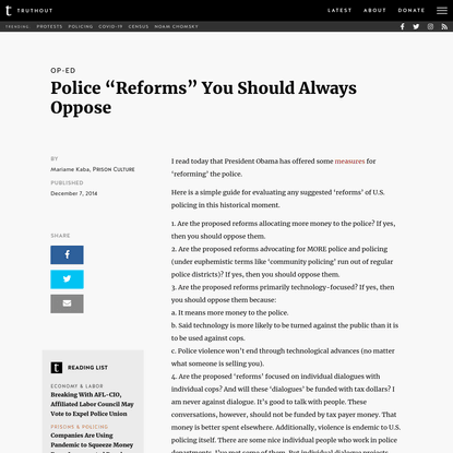 Police "Reforms" You Should Always Oppose