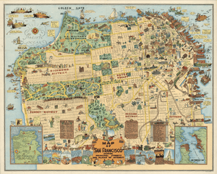 1927 Pictorial Map of San Francisco Showing Principal Streets and Places of Interest, by Harrison Godwin