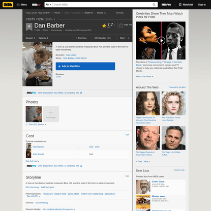 "Chef's Table" Dan Barber (TV Episode 2015) - IMDb