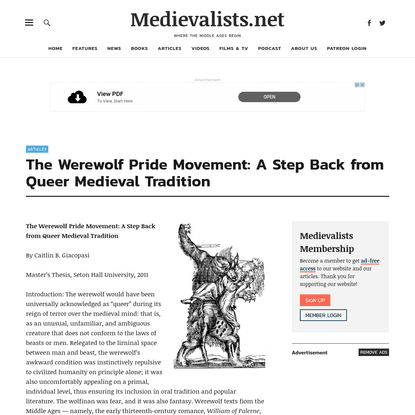 The Werewolf Pride Movement: A Step Back from Queer Medieval Tradition - Medievalists.net