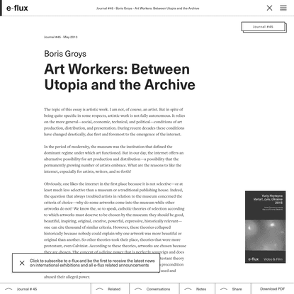 Art Workers: Between Utopia and the Archive