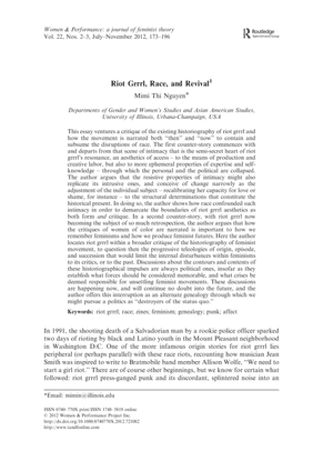 Riot Grrrl, Race, and Revival - Mimi Thi Nguyen
