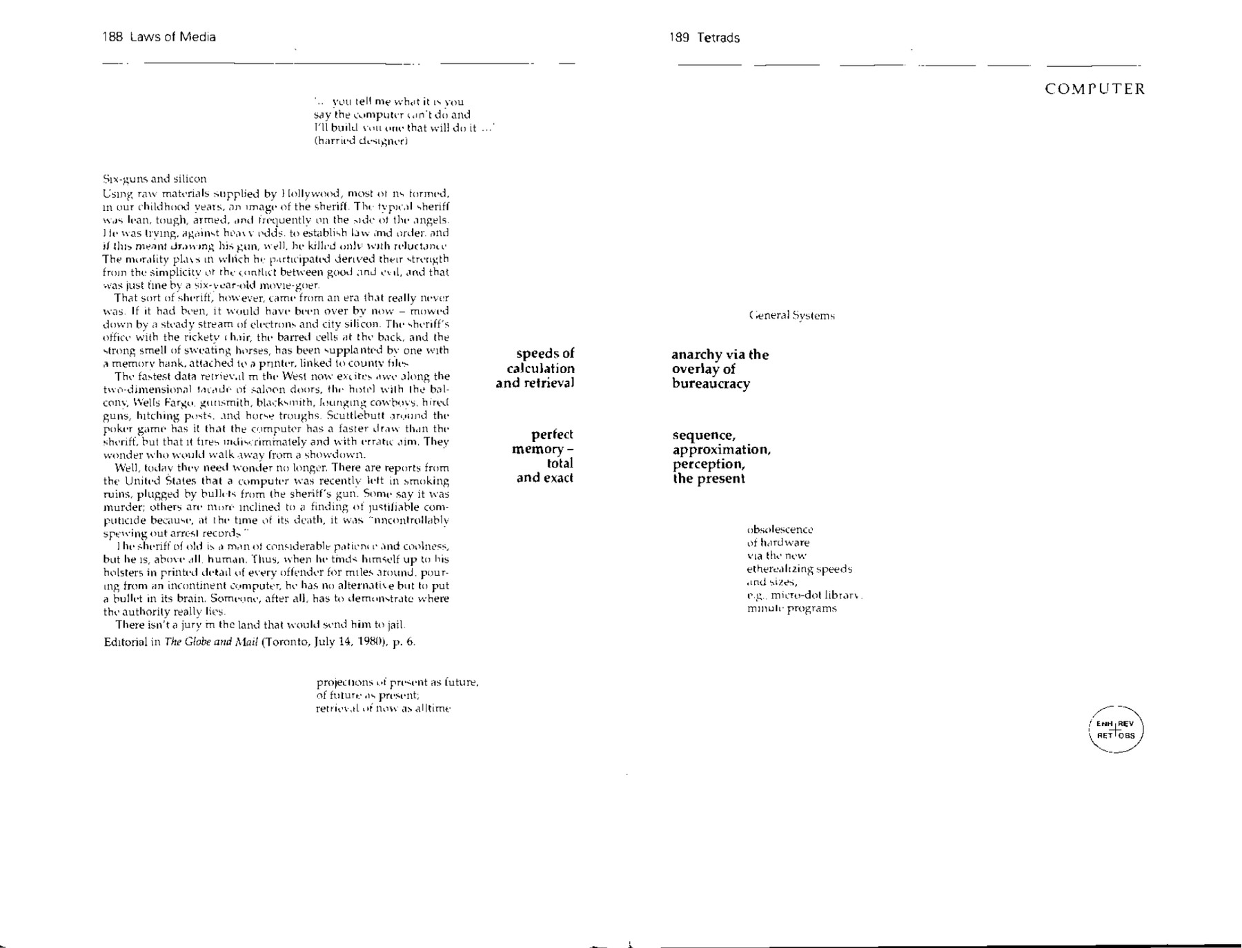 McLuhan's computer tetrad