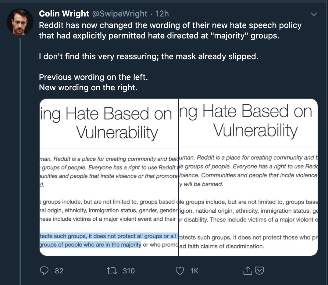 Reddit hate speech policy — Are.na