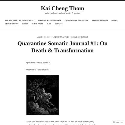 Quarantine Somatic Journal #1: On Death &amp;amp; Transformation