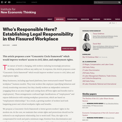 Who's Responsible Here? Establishing Legal Responsibility in the Fissured Workplace