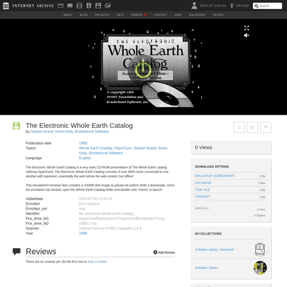 The Electronic Whole Earth Catalog : Stewart Brand, Kevin Kelly, Broderbund Software : Free Download, Borrow, and Streaming : Internet Archive