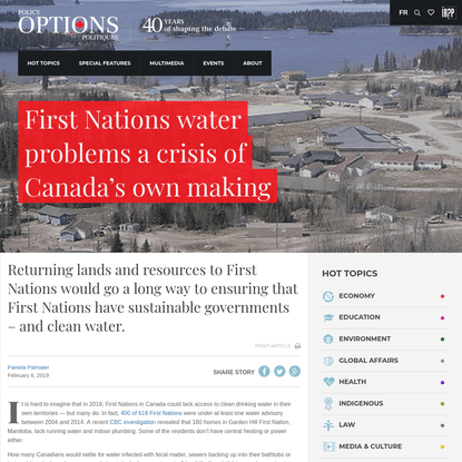 First Nations water problems a crisis of Canada's own making