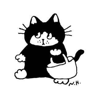 「エコバッグで買い物に出かける少し目つきの悪いネコ」 #illustration #drawing #イラスト #ドローイング #cat #ネコ