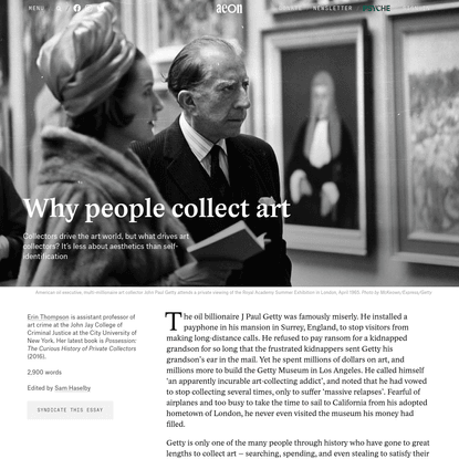 What drives art collectors to buy and display their finds? - Erin Thompson | Aeon Essays