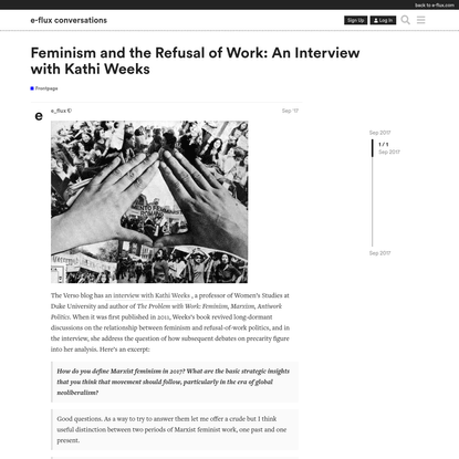 Feminism and the Refusal of Work: An Interview with Kathi Weeks