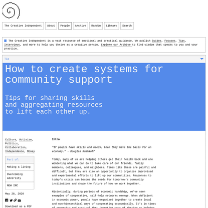 How to create systems for community support