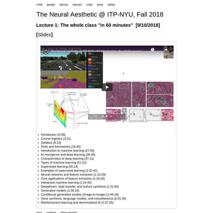 Week 2: Encoding Aesthetics — The Neural Aesthetic @ ITP-NYU, Fall 2018