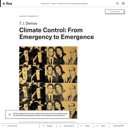 Climate Control: From Emergency to Emergence