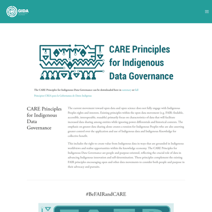CARE Principles of Indigenous Data Governance - Global Indigenous Data Alliance