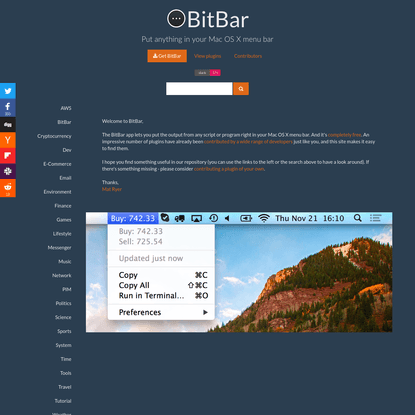 BitBar - Put anything in your Mac OS X menu bar