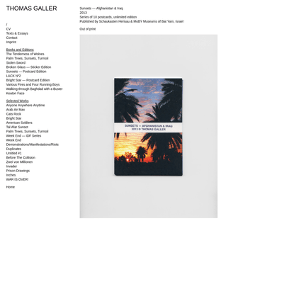 Sunsets - Postcard Edition : THOMAS GALLER