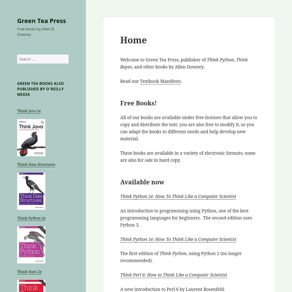Green tea press free books by allen b downey are na