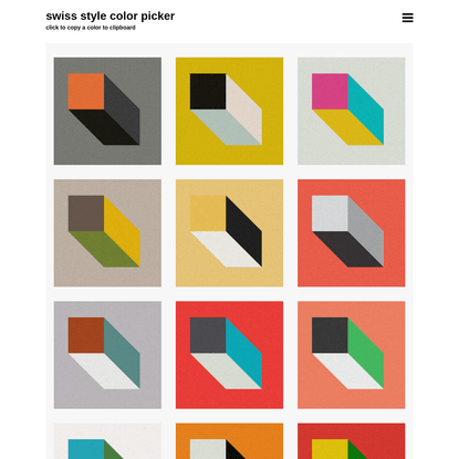 Swiss Style Color Picker | International Style Colors Scheme Palette