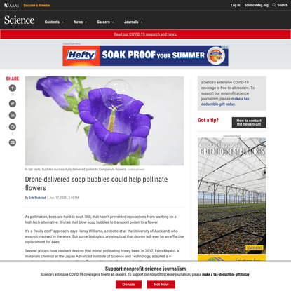 Drone-delivered soap bubbles could help pollinate flowers