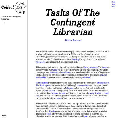 Collectiveioning → simoon → thesis → Tasks_of_the_Contingent_Librarian.md