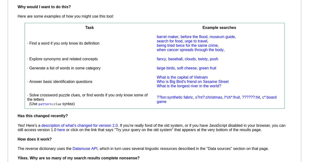 OneLook Reverse Dictionary and Thesaurus | Are.na