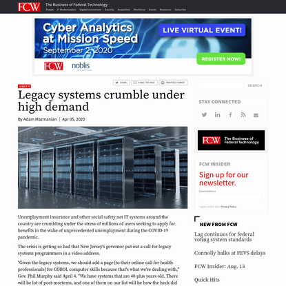 Legacy systems crumble under high demand -- FCW