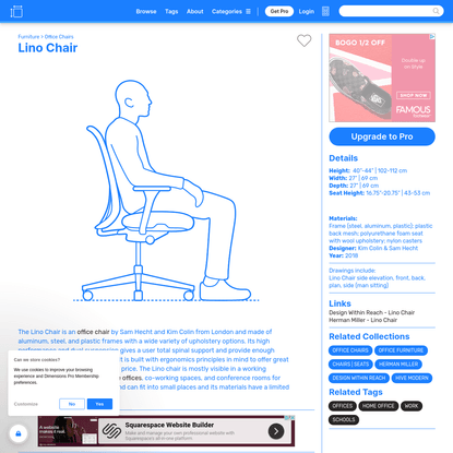 Lino Chair Dimensions &amp; Drawings | Dimensions.com