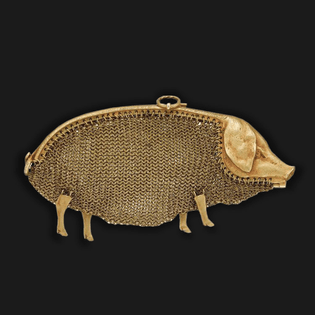 Image  Paul Frey designed gold piggy coin purse, early 20th century