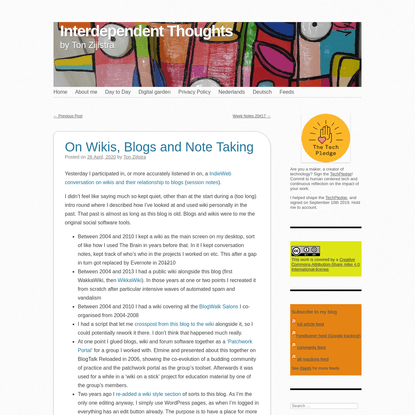 On Wikis, Blogs and Note Taking