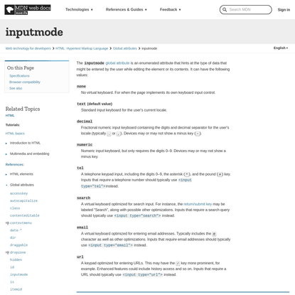 inputmode - HTML: Hypertext Markup Language | MDN