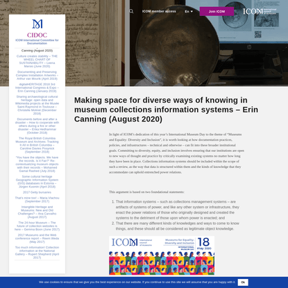 Making space for diverse ways of knowing in museum collections information systems - Erin Canning (August 2020) - ICOM CIDOC