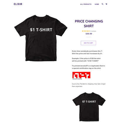 PRICE CHANGING SHIRT