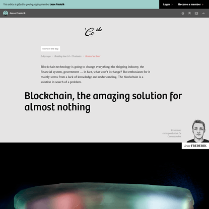 Blockchain, the amazing solution for almost nothing