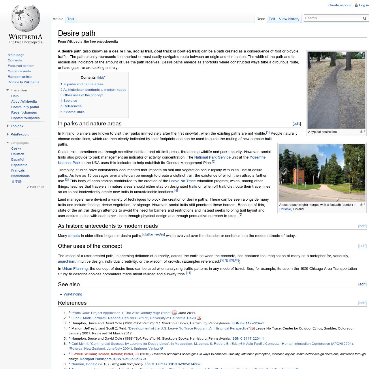 Desire path - Wikipedia, the free encyclopedia