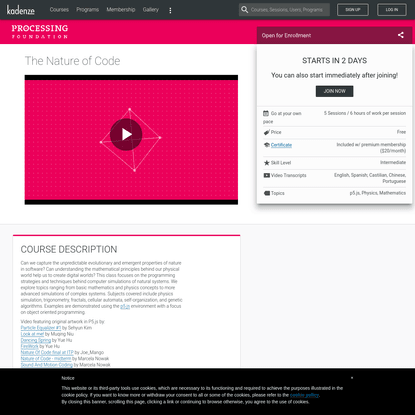 The Nature of Code | Kadenze
