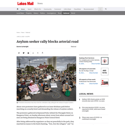 Asylum seeker rally blocks arterial road