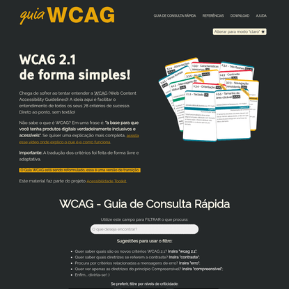 Guia WCAG | Guia de consulta rápida
