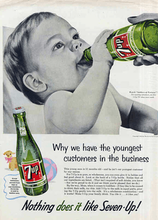 Babies drink 7up (real ad, 1955)