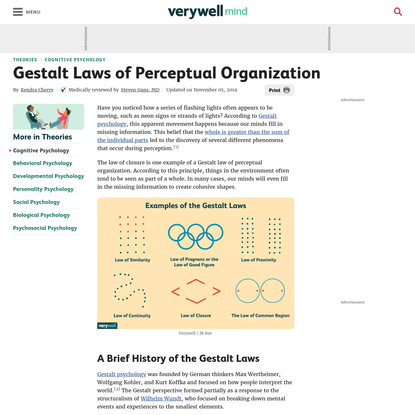 Gestalt Laws of Perceptual Organization and Our Perception of the World