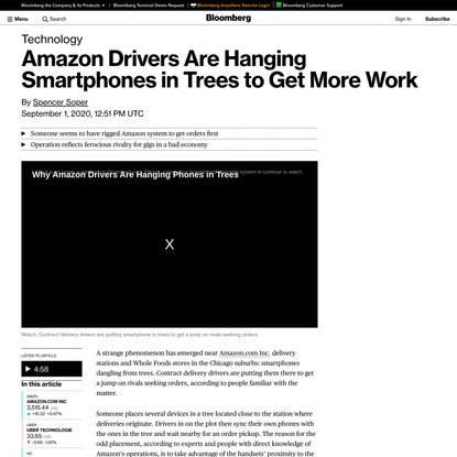 Amazon Drivers Are Hanging Smartphones in Trees to Get More Work